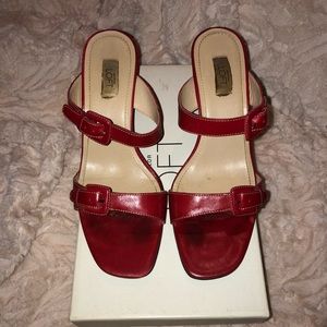 Ann Taylor Loft Red Leather High Heel Sandals